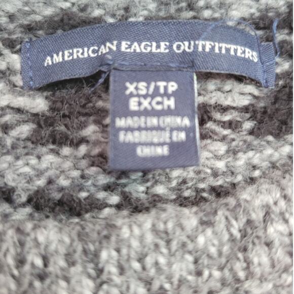 American Eagle Fairisle Nordic Oversized Wool Blend Sweater Women's XS Soft Cozy - Picture 3 of 7